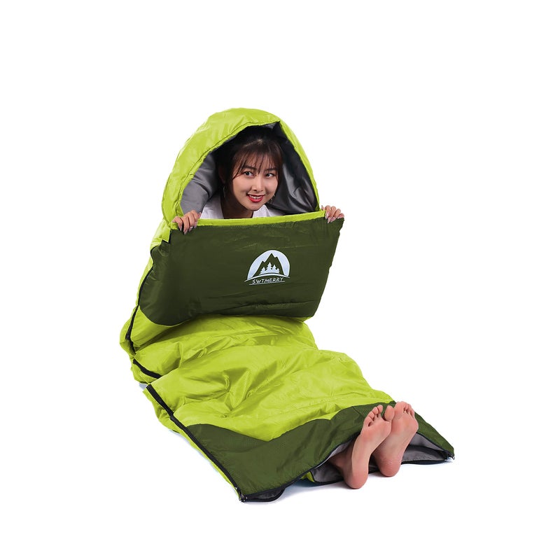 SWTMERRY Sleeping Bag 3 Seasons (Summer, Spring, Fall) Warm & Cool Weather - Lightweight,Waterproof Indoor & Outdoor Use for Kids, Teens & Adults for Camping Hiking, Backpacking and Survival (Green) - Image 3